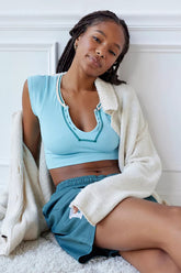 Notched Neck Cap Sleeve Cropped Tee | Dress In Beauty